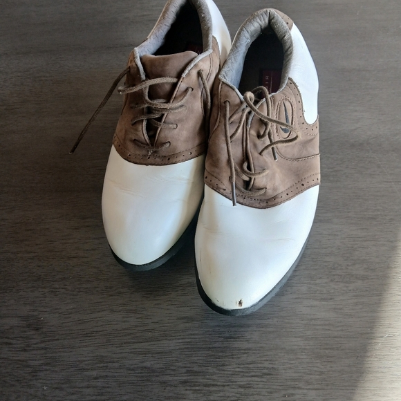 Nike Zoomair Whute and Brown Golf Shoes Size 7.5 Like New Spot On Toe - Picture 2 of 5